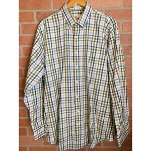 Peter Millar Men's Button Down Shirt Long Sleeves Collared Pocket Plaid XL